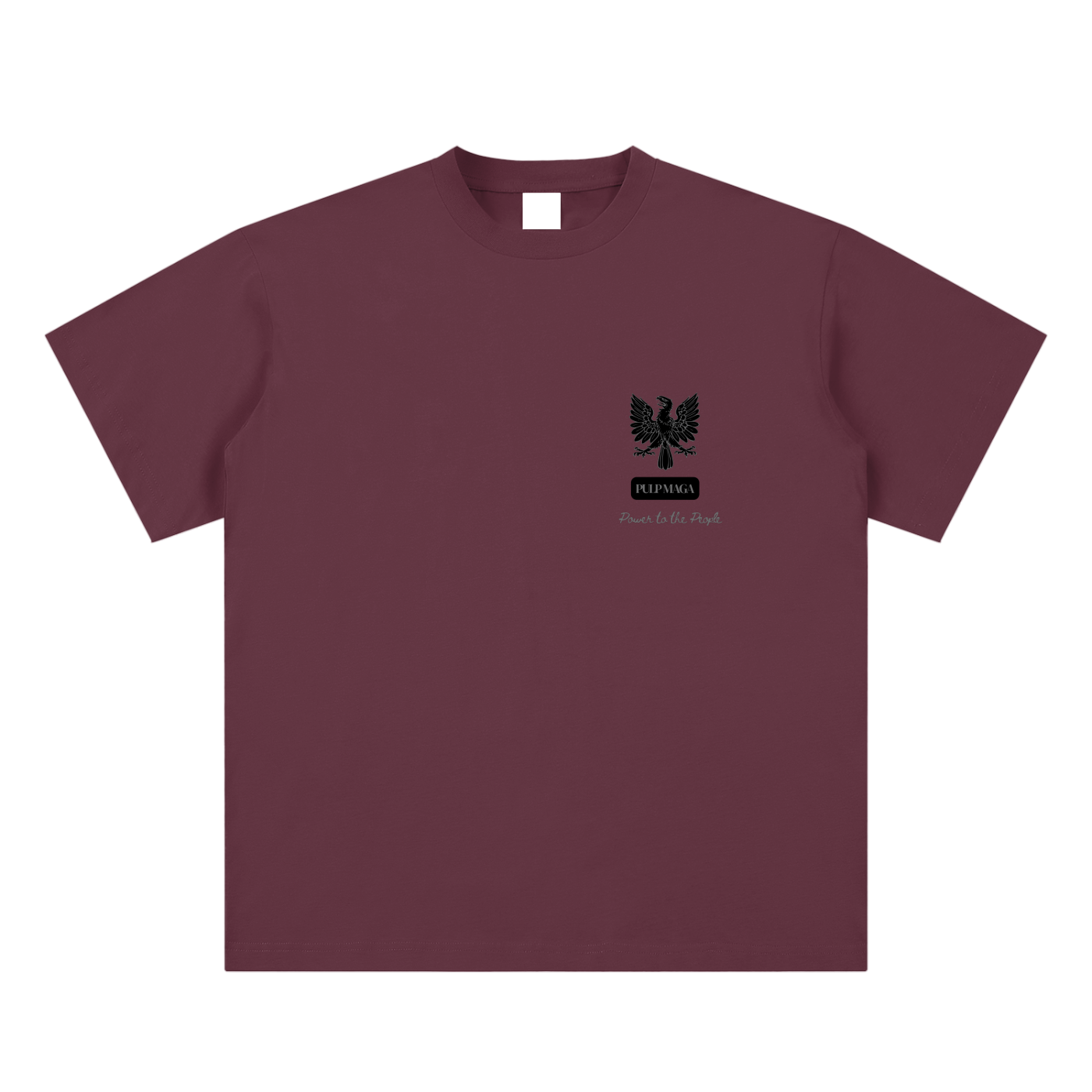 national sovereignty t-shirt front view in plum purple featuring MAGA Opus Eagle emblem on sueded cotton tee