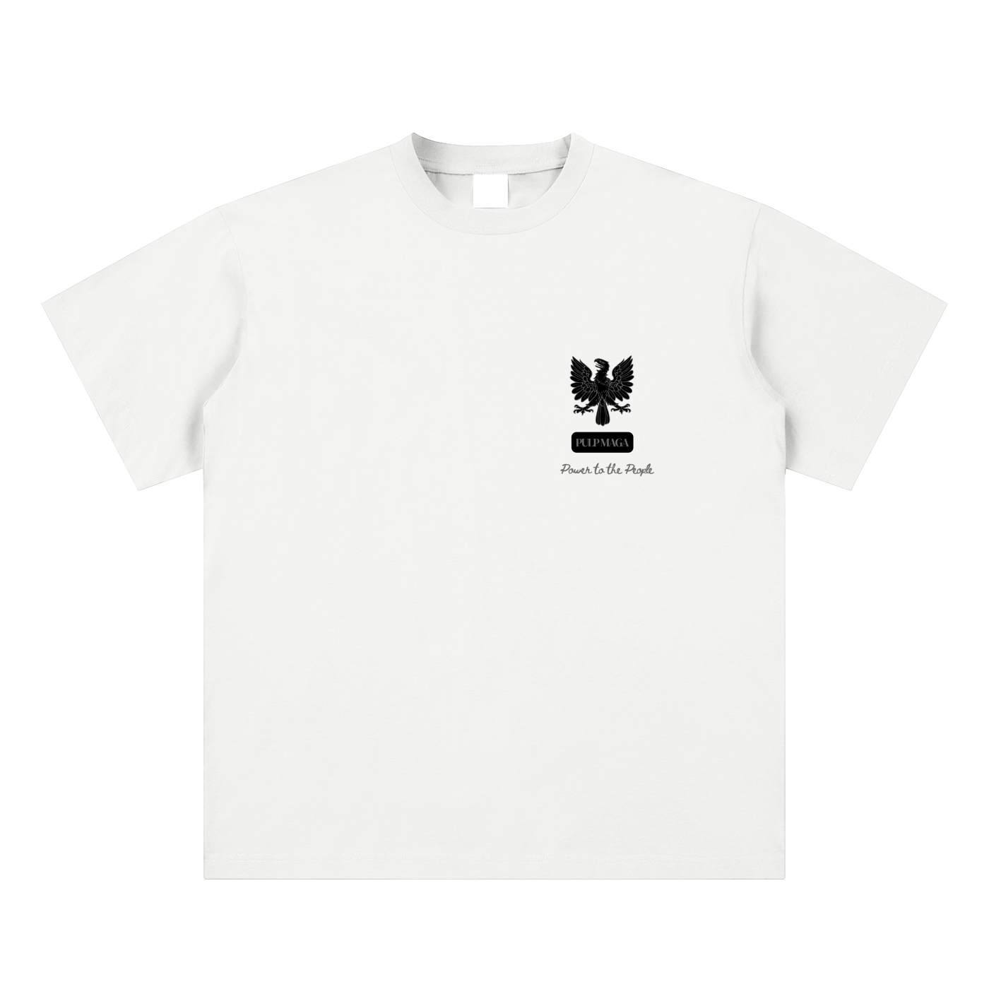 national sovereignty t-shirt front view in white featuring MAGA Opus Eagle emblem on sueded cotton tee