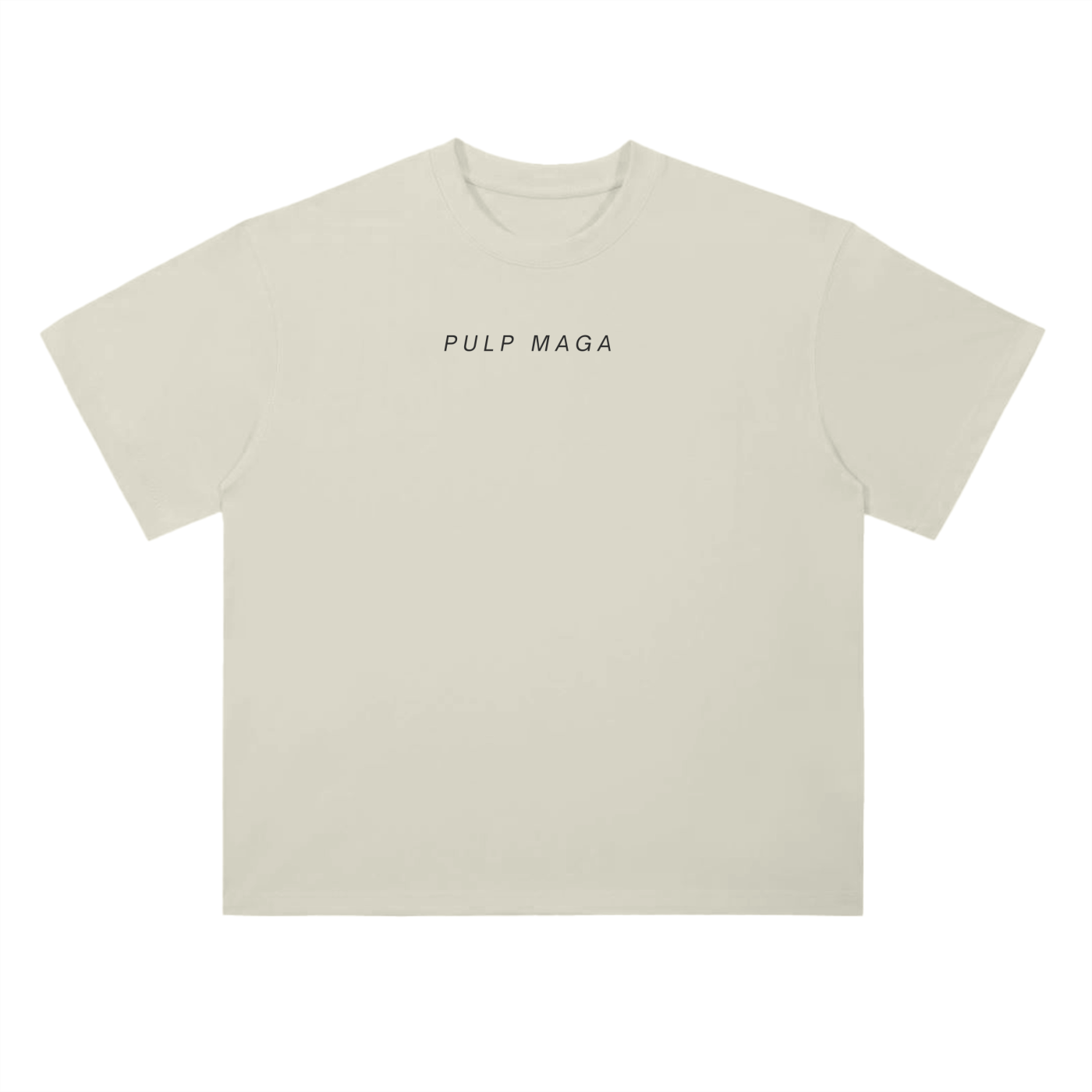 Milk apricot PULP MAGA drop shoulder shirt – political commentary graphic on pharma science