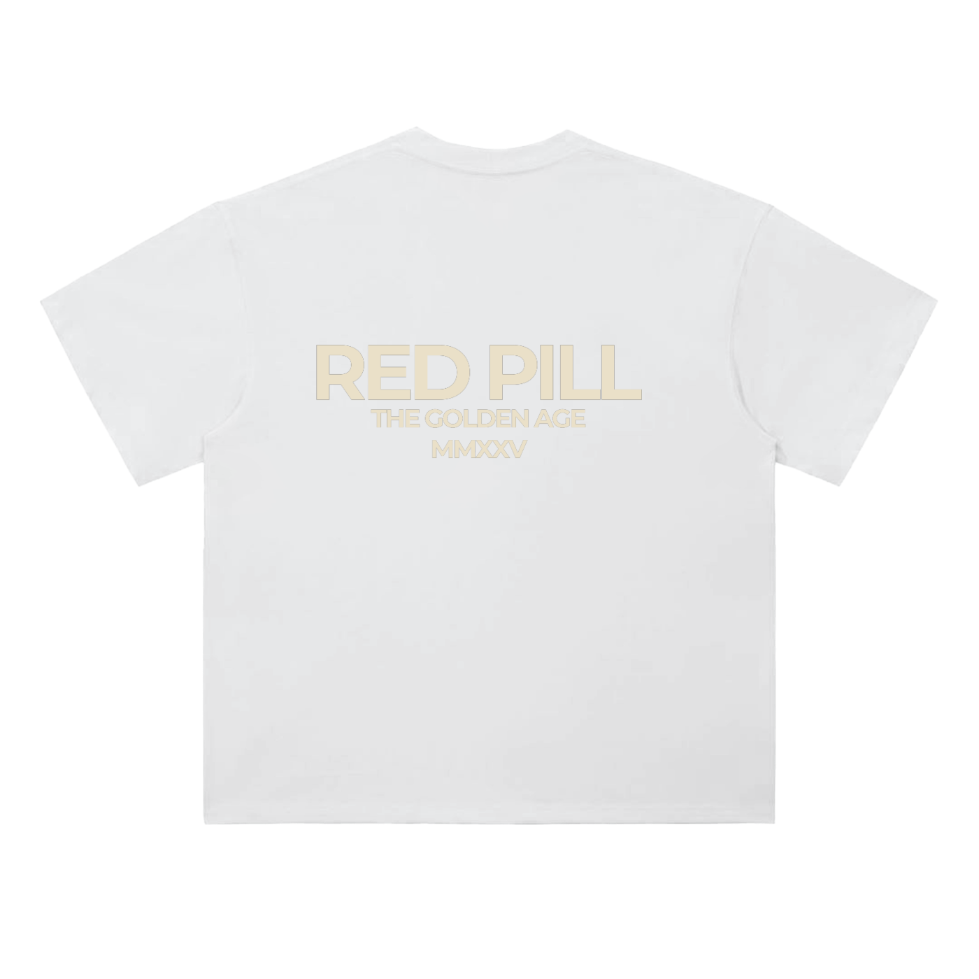 Red pill t-shirt in lucent white featuring minimalist back text
