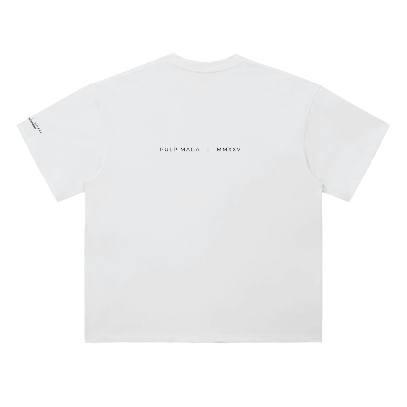 Settled science t-shirt in lucent white with editorial text on back