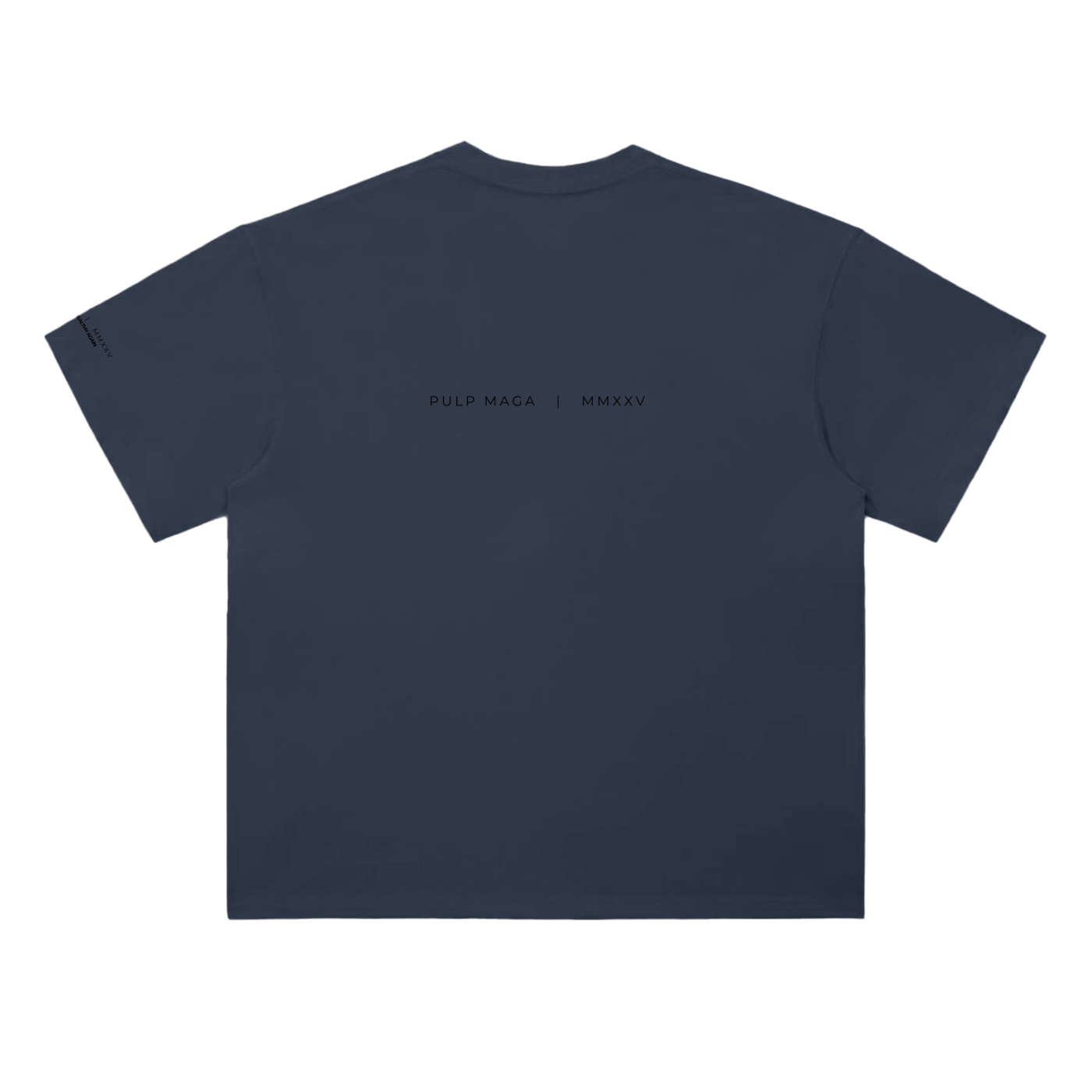 Settled science t-shirt in navy blue with editorial back text