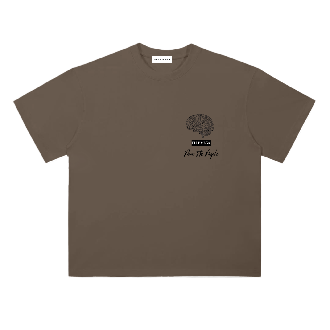 Tax cut t-shirt in coffee brown with minimalist front emblem