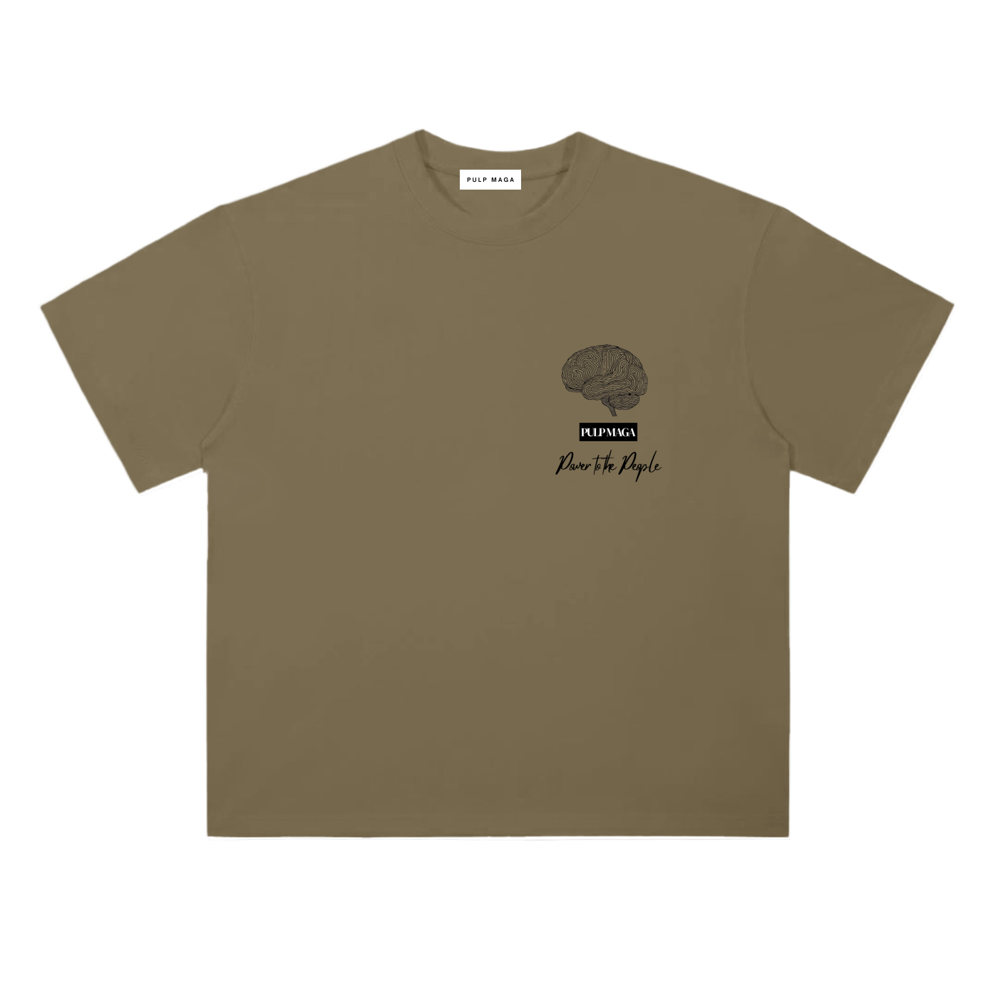 Tax cut t-shirt in deep khaki with minimalist front emblem