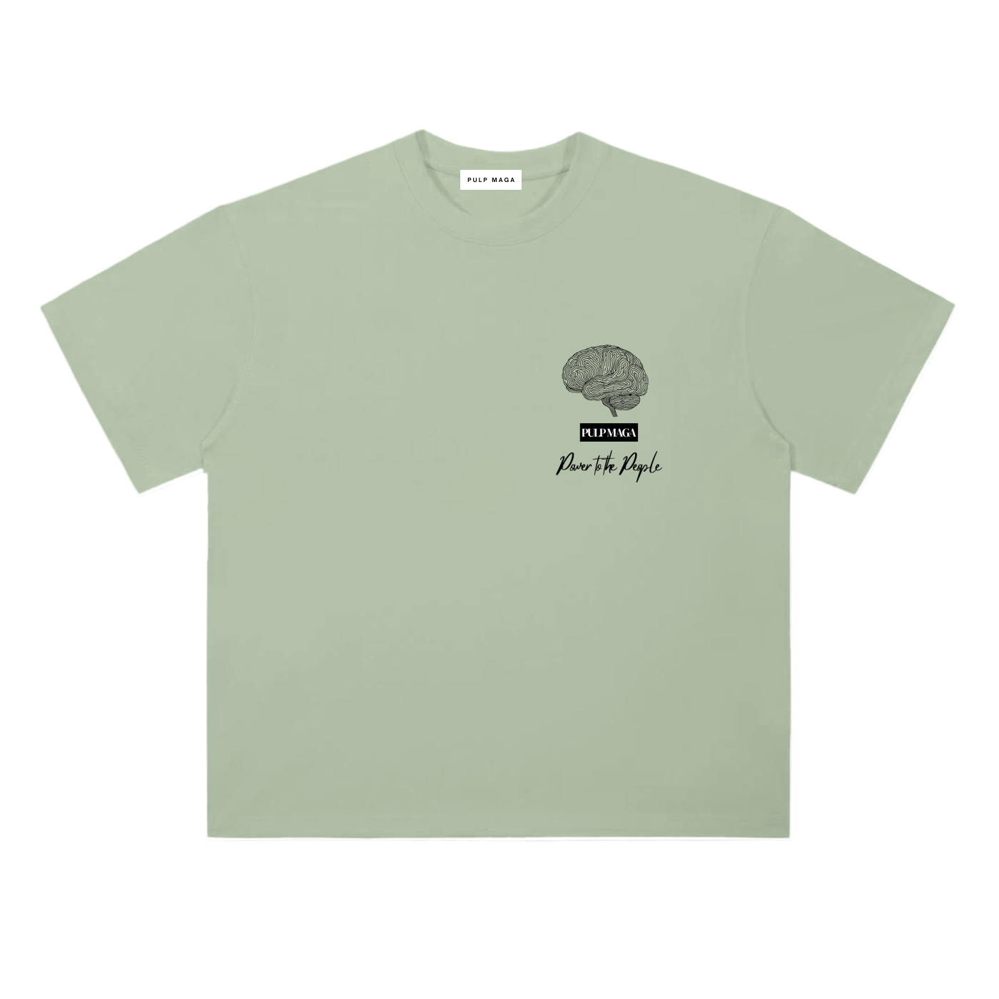 Tax cut t-shirt in gray green with minimalist front emblem