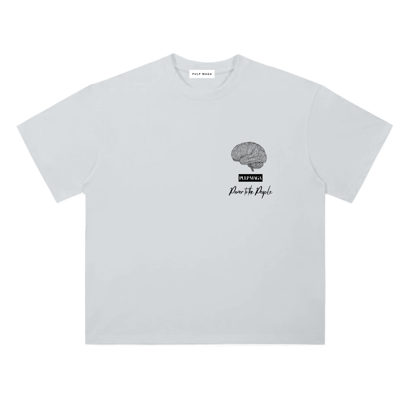 Tax cut t-shirt in light gray with minimalist front emblem