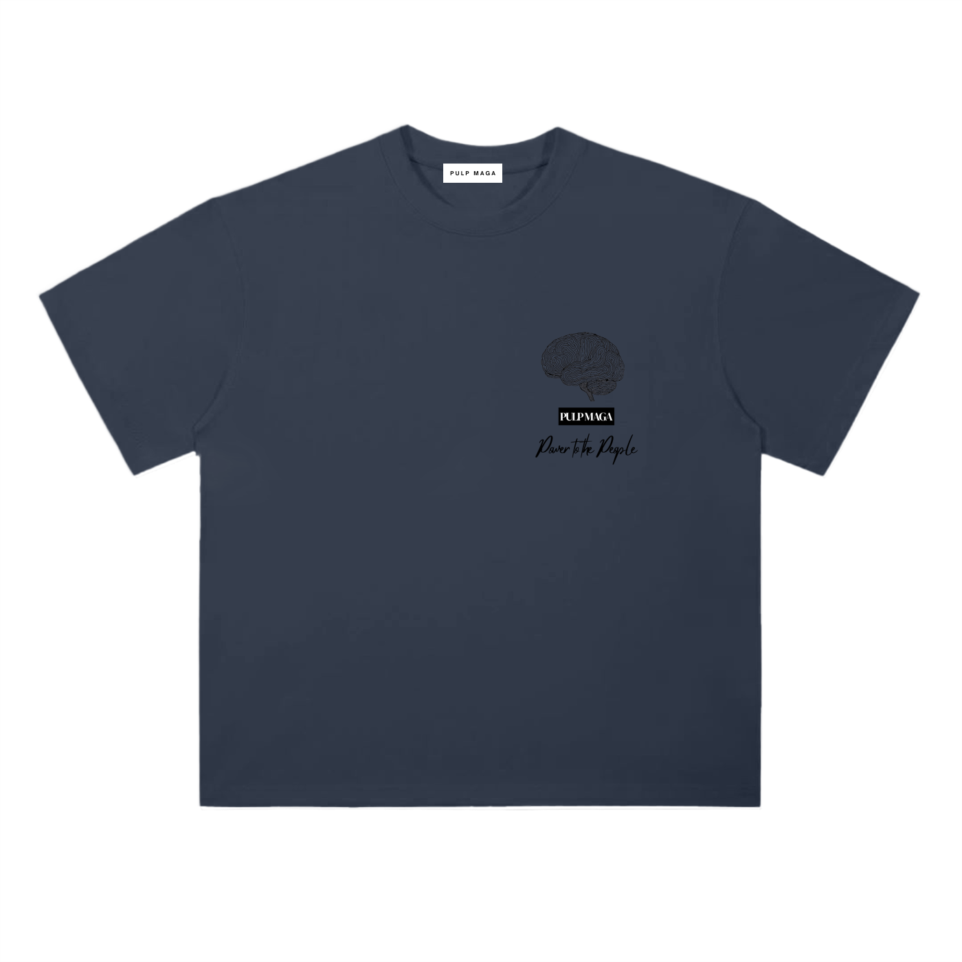 Tax cut t-shirt in navy blue featuring minimalist front emblem