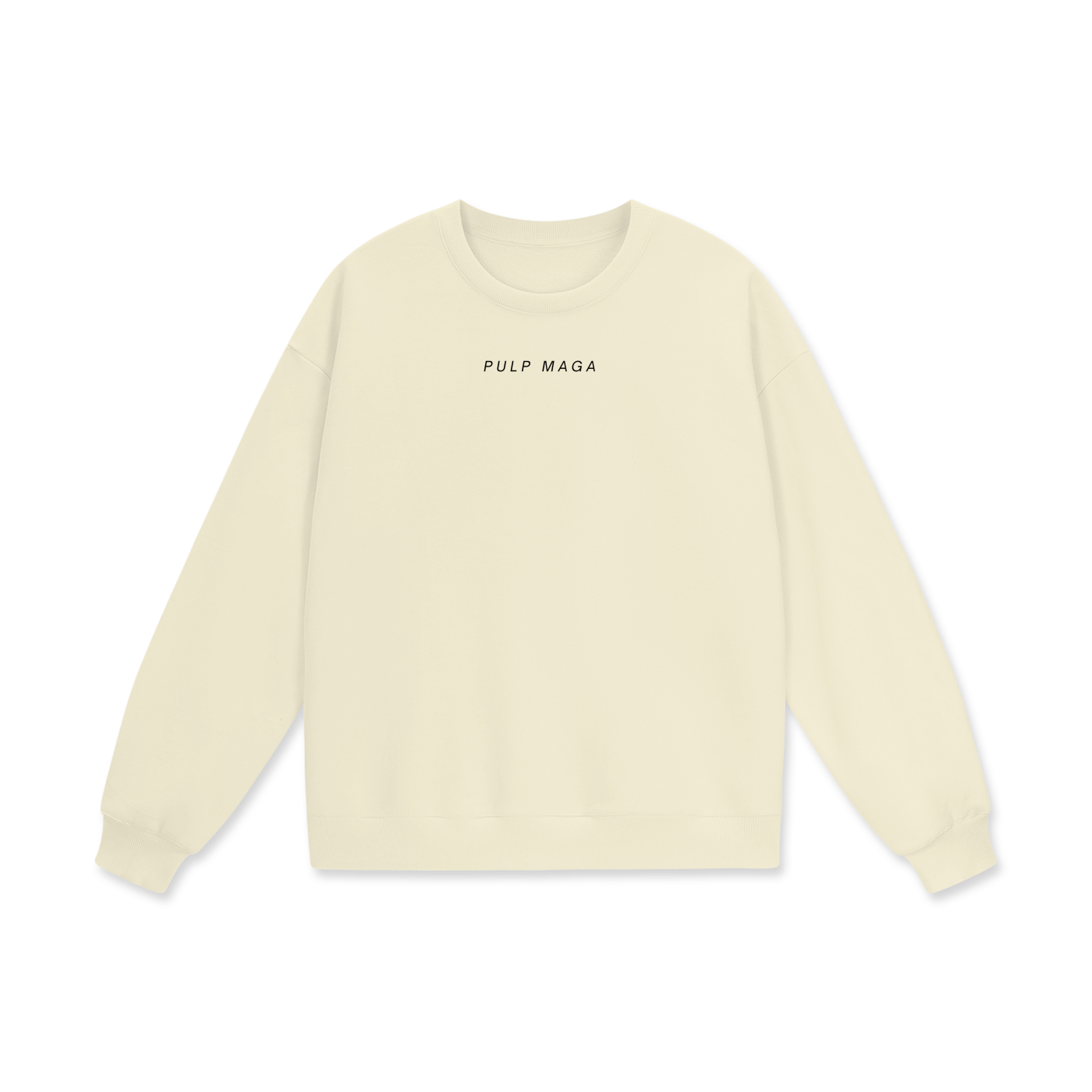 minimal luxury oversized sweater for aesthetic with pulp maga logo