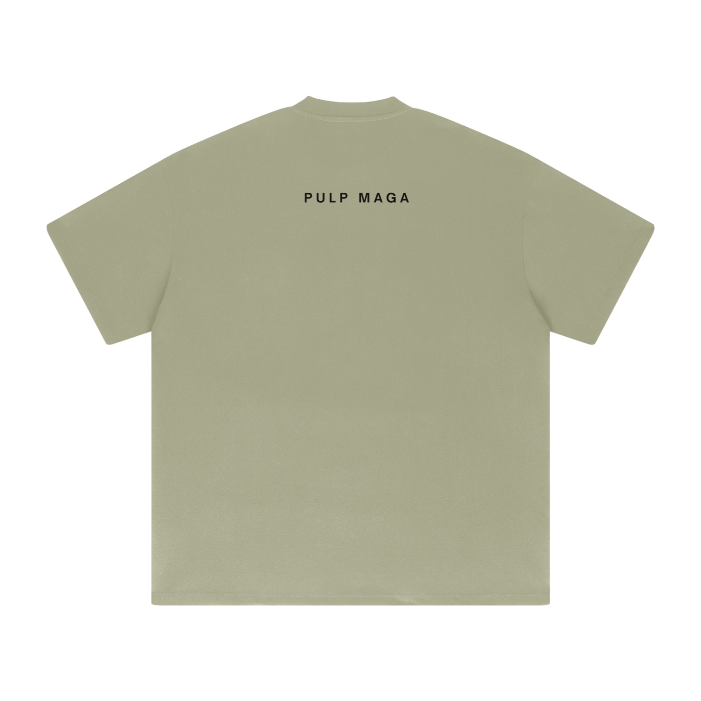 Back of grey green 425G cotton streetwear tee – bold text print from the Misinformed by Design collection