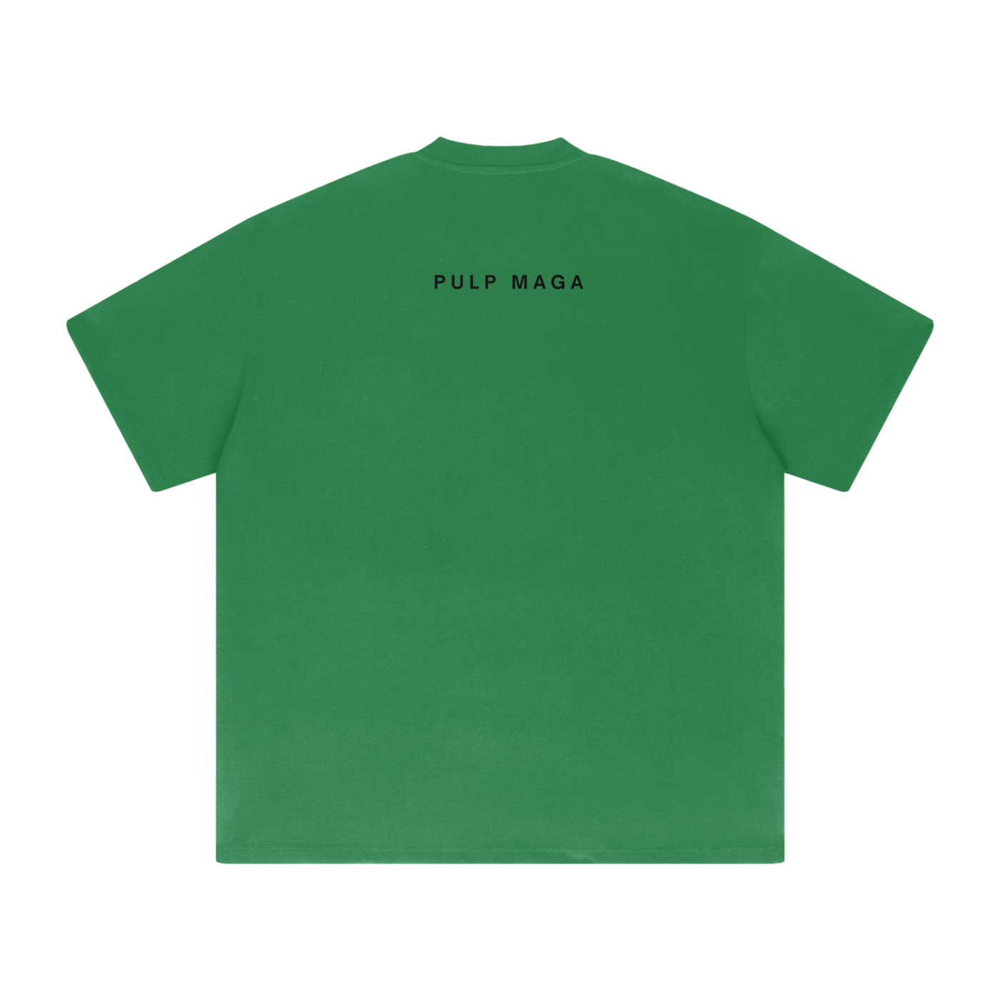 Back of fruit green oversized tee – conservative editorial streetwear from PULP MAGA's Misinformed by Design