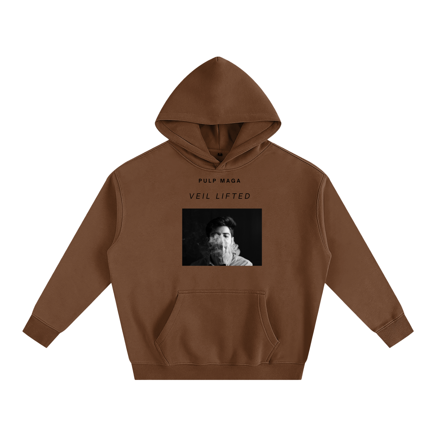 FEAR OF GOD AESTHETIC DESIGNER HOODIE WITH PHOTO SMOKING PRINT AND VEIL LIFTED TECH SMALL BLACK TEXT