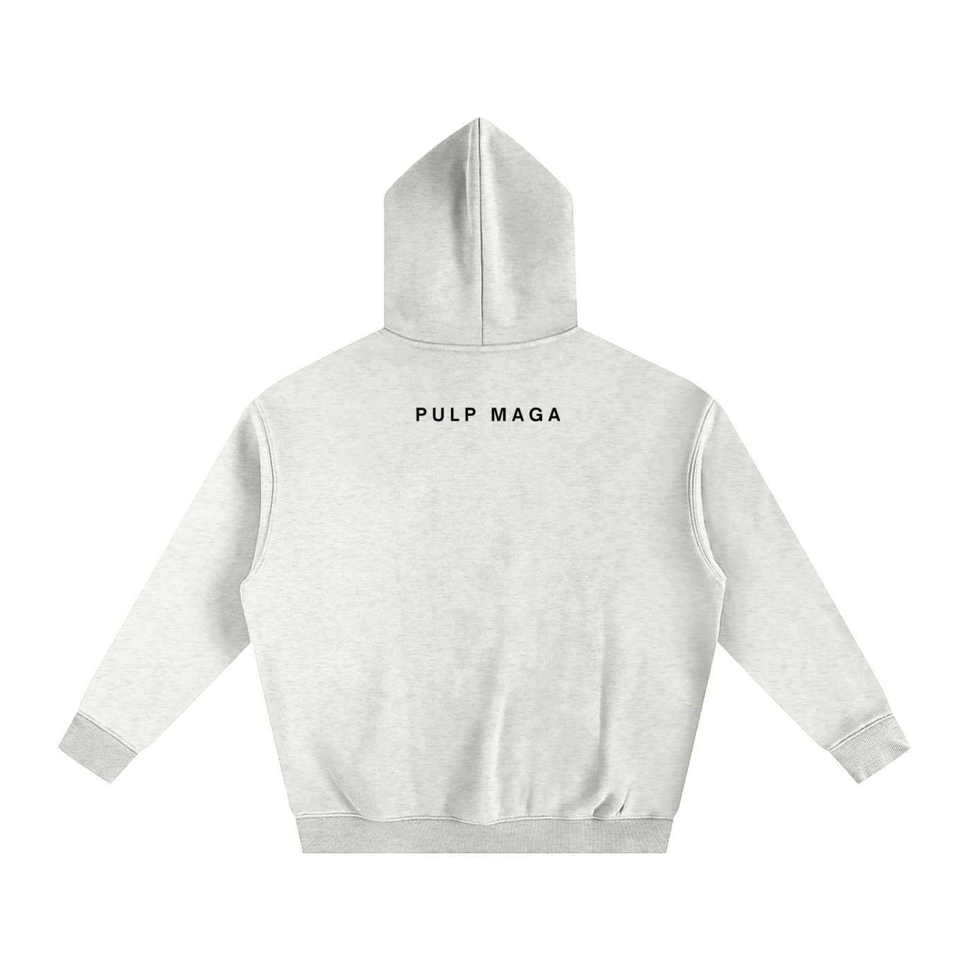 GRAY OVERSIZED STREETWEAR DESIGNER HOODIE WITH MINIMAL MAGA LOGO IN FASHION BLACK TEXT