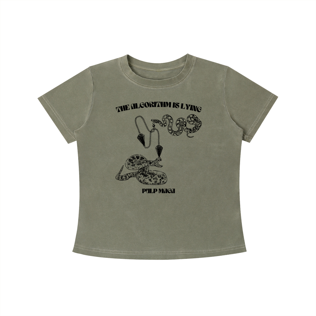 THE ALGORITHM IS LYING - Vintage Wash Slim Baby Tee