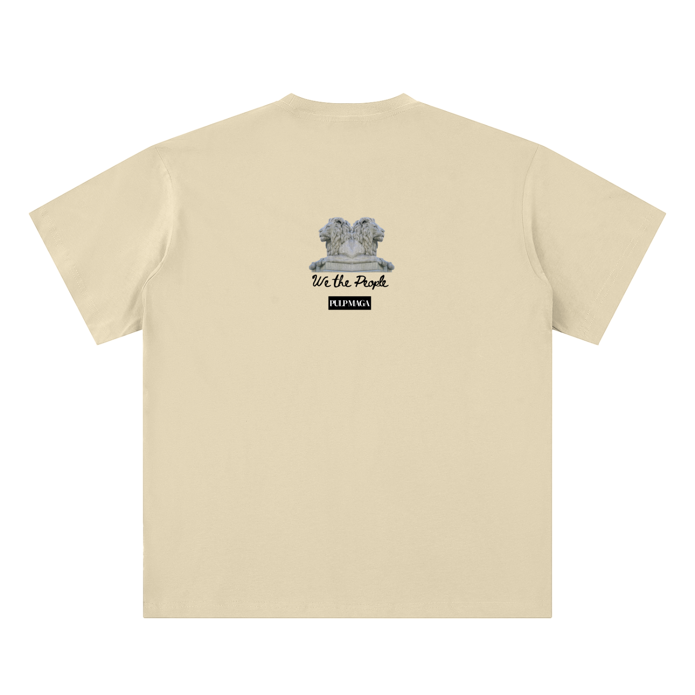 american pride t-shirt back view in apricot featuring We the People emblem on sueded cotton