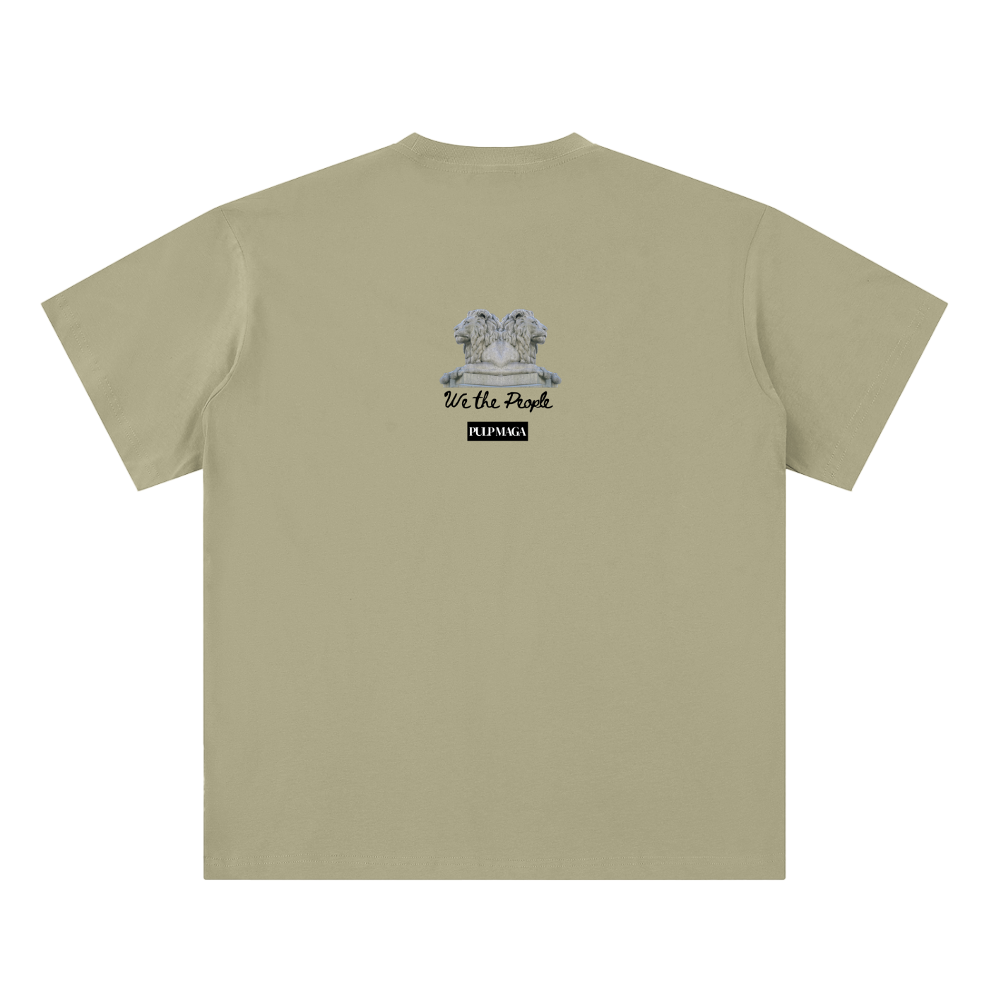 american pride t-shirt back view in gray coffee featuring We the People emblem on sueded cotton