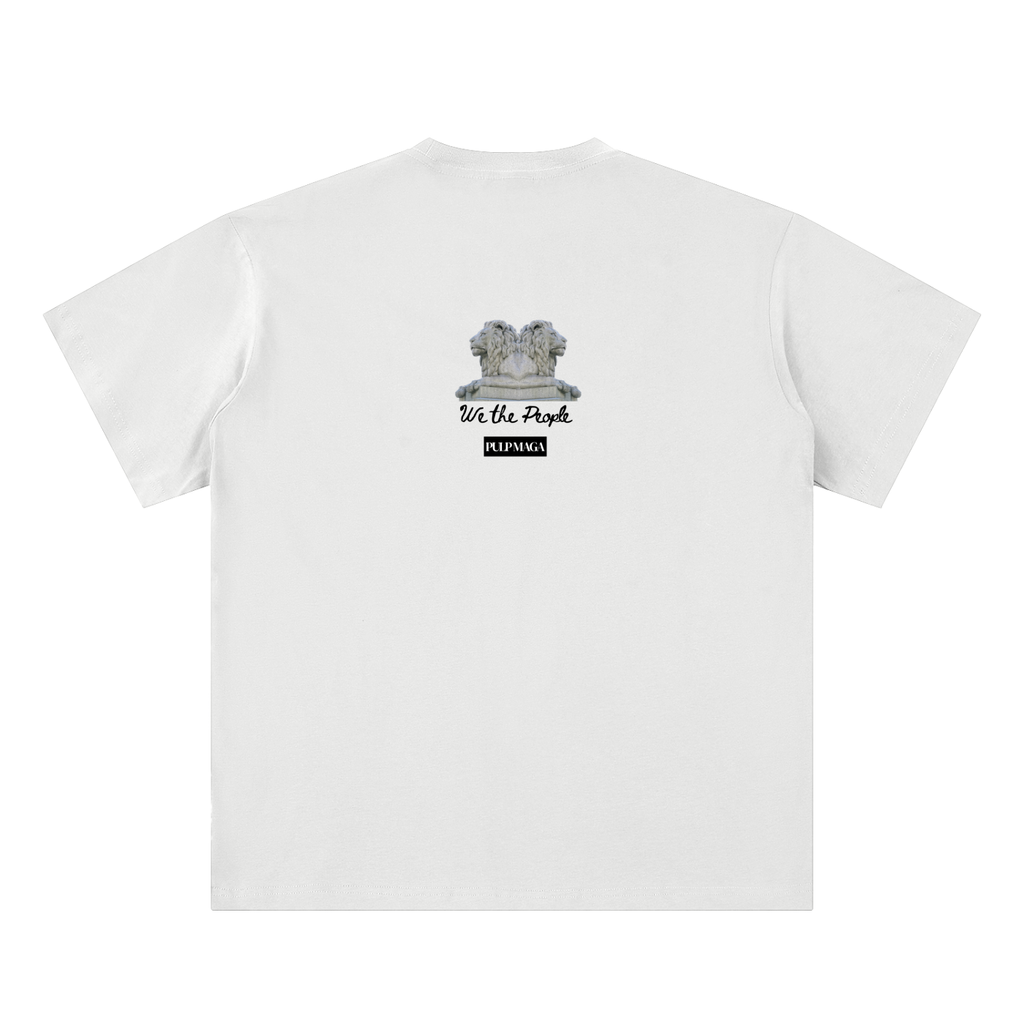 american pride t-shirt back view in white featuring We the People emblem on sueded cotton