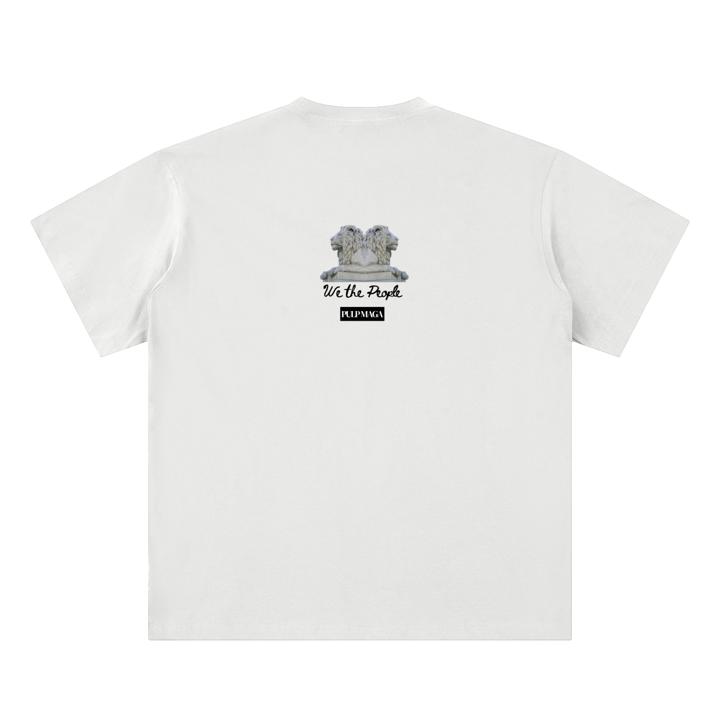 american pride t-shirt back view in white featuring We the People emblem on sueded cotton