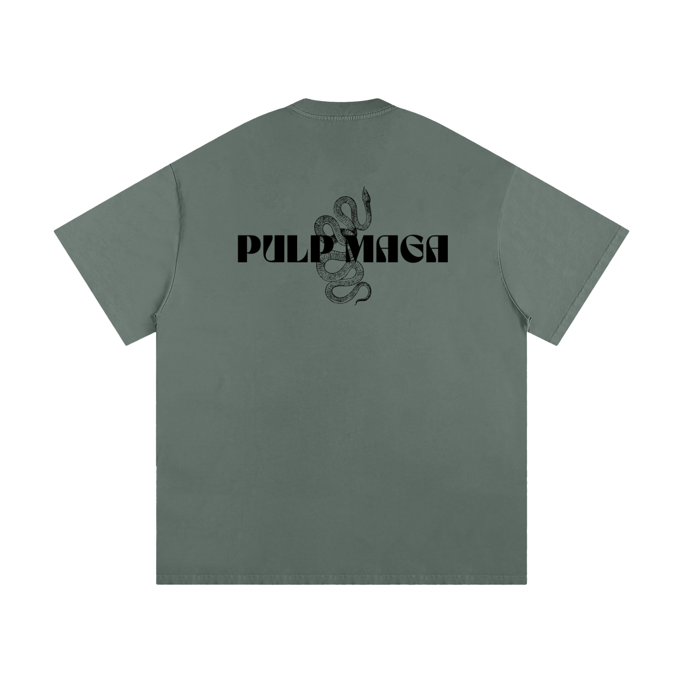 luxury green t-shirt with black pulp maga logo