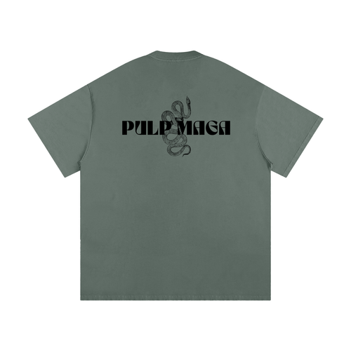 luxury green t-shirt with black pulp maga logo