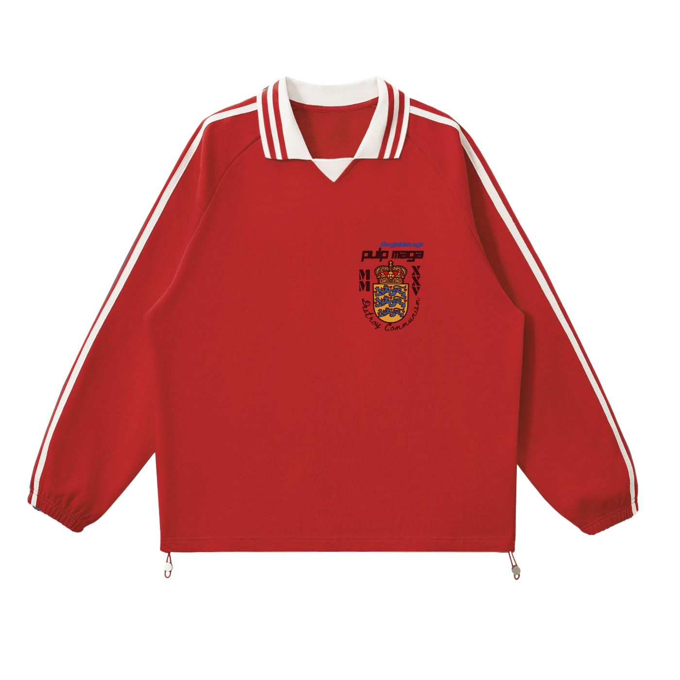 CAPITALISM LOOKS GOOD ON ME - Contrast Striped Lapel Collar Sweatshirt