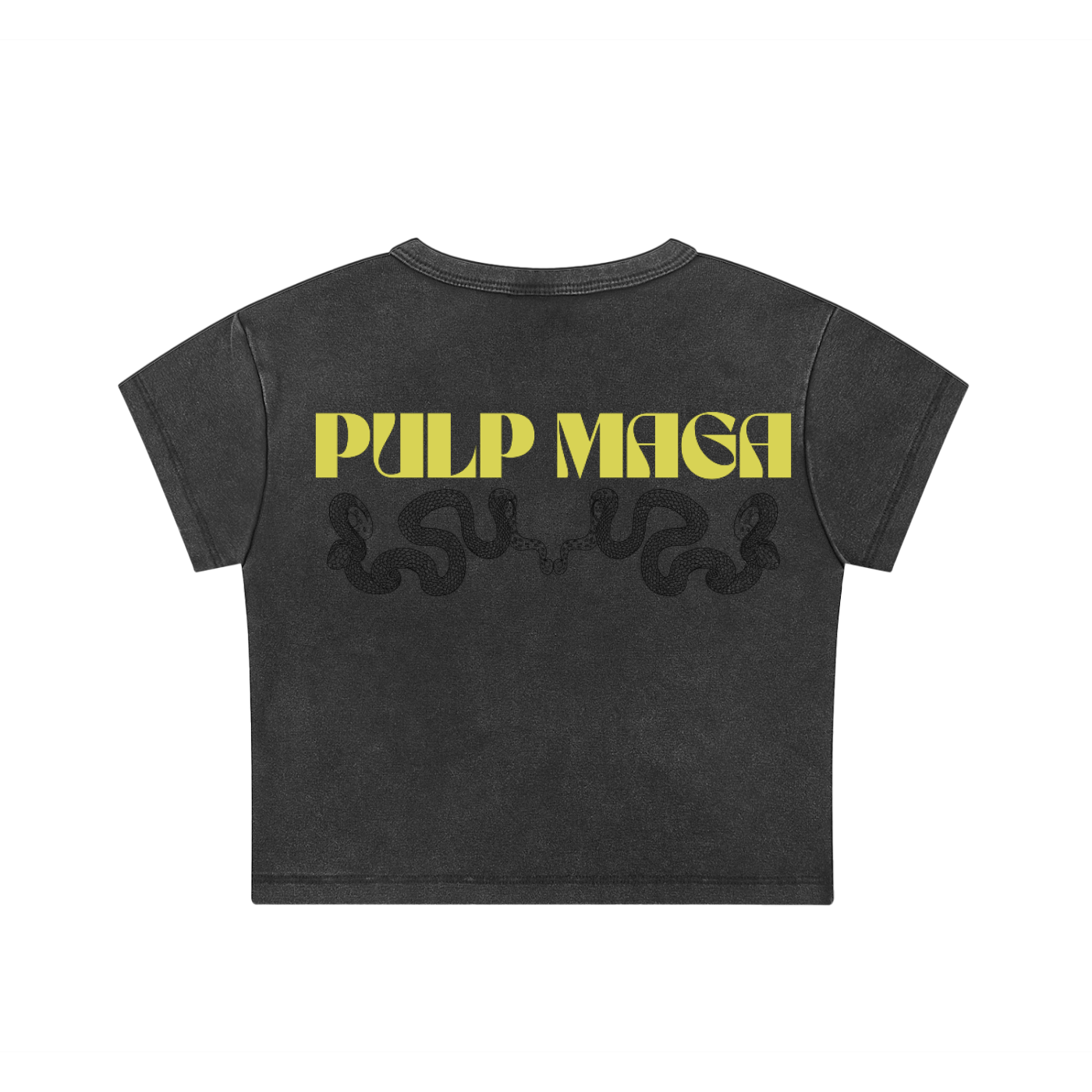 right wing women black t-shirt with pulp yellow maga text in modern print