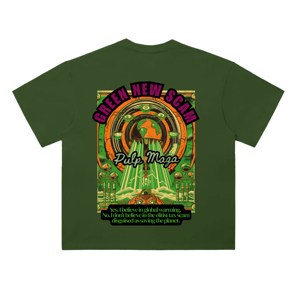 GREEN NEW SCAM GRAPHIC - Heavyweight T-Shirt