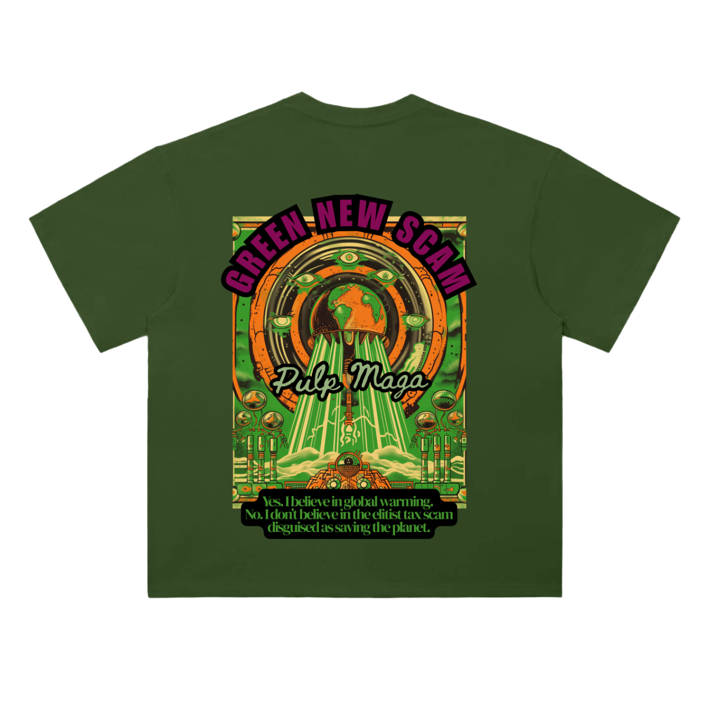 GREEN NEW SCAM GRAPHIC - Heavyweight T-Shirt