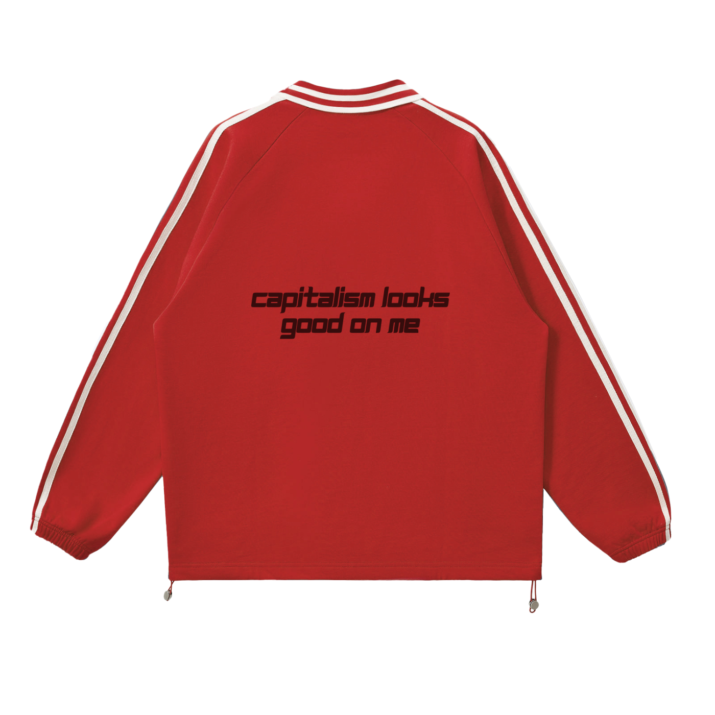 CAPITALISM LOOKS GOOD ON ME - Contrast Striped Lapel Collar Sweatshirt