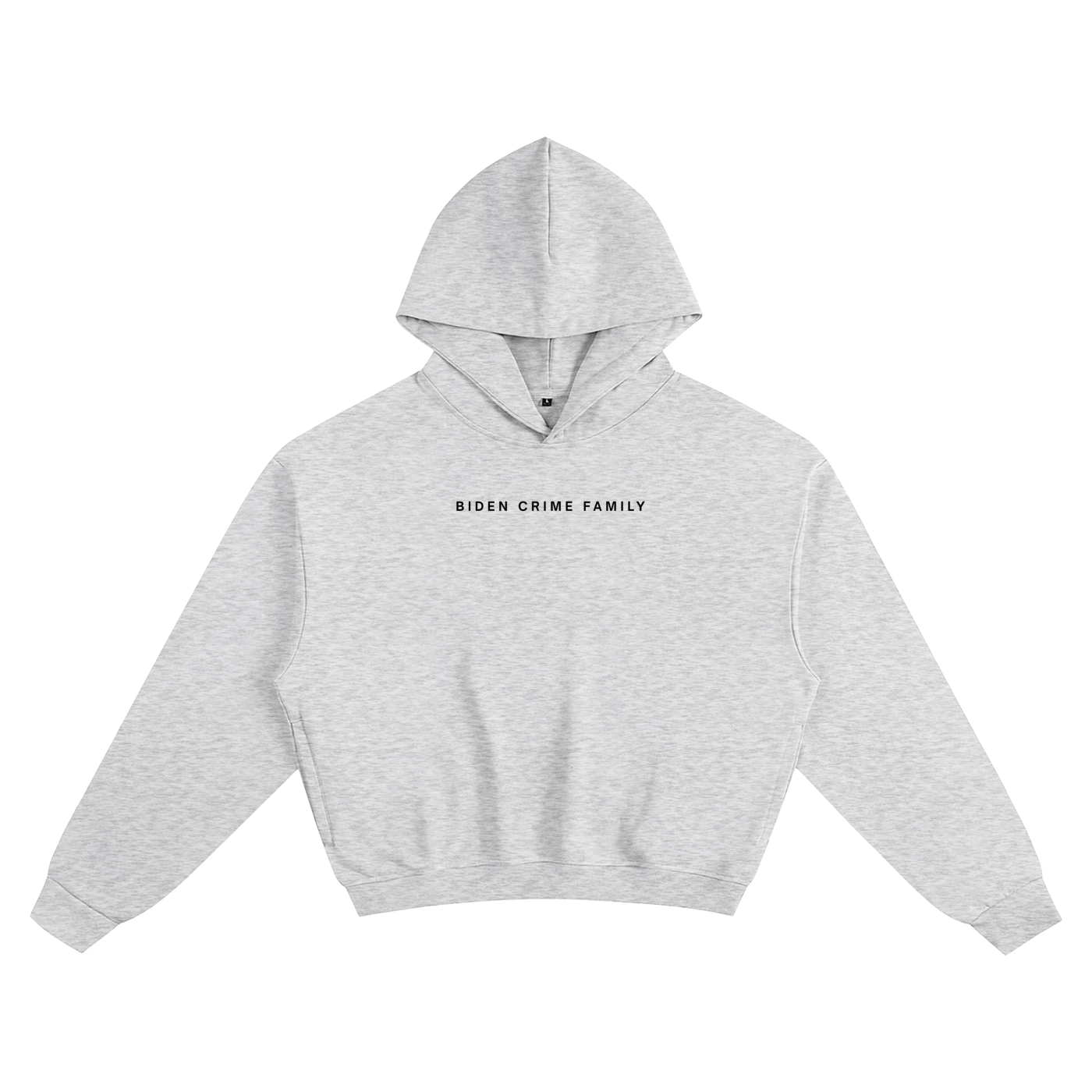 minimal streetwear gray hoodie with biden crime family minimal text 