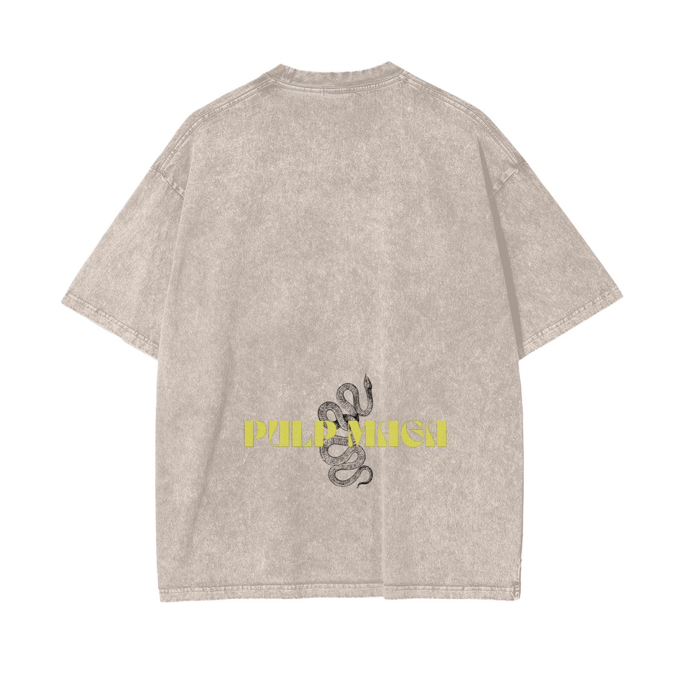 light beige pulp maga logo tee in washed style