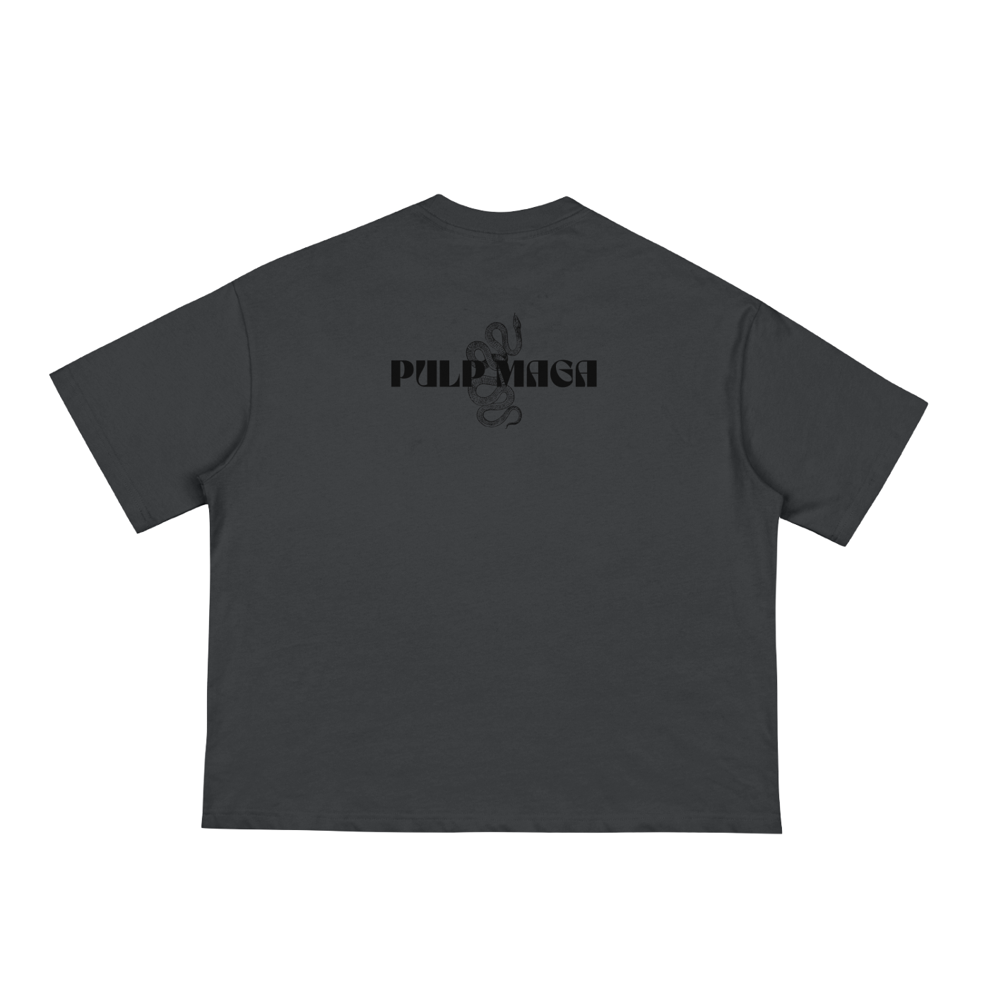 black trump tee with pulp maga snake logo