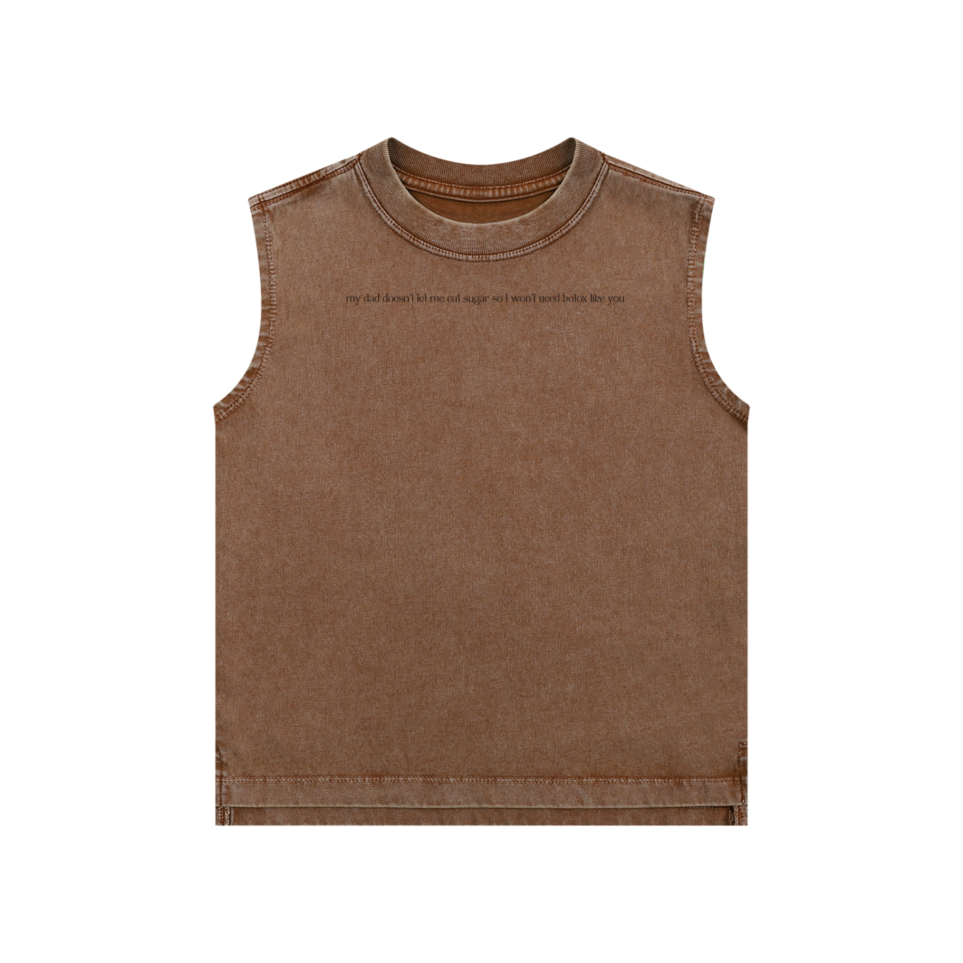 kids political satire tank with minimal my dad doesnt let me eat sugar so i wont need botox like you text