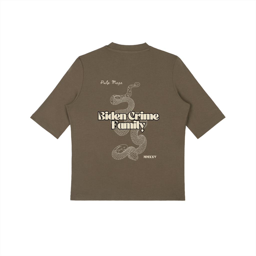 BIDEN CRIME FAMILY - CREAM INK - Essential Mock Neck Tee