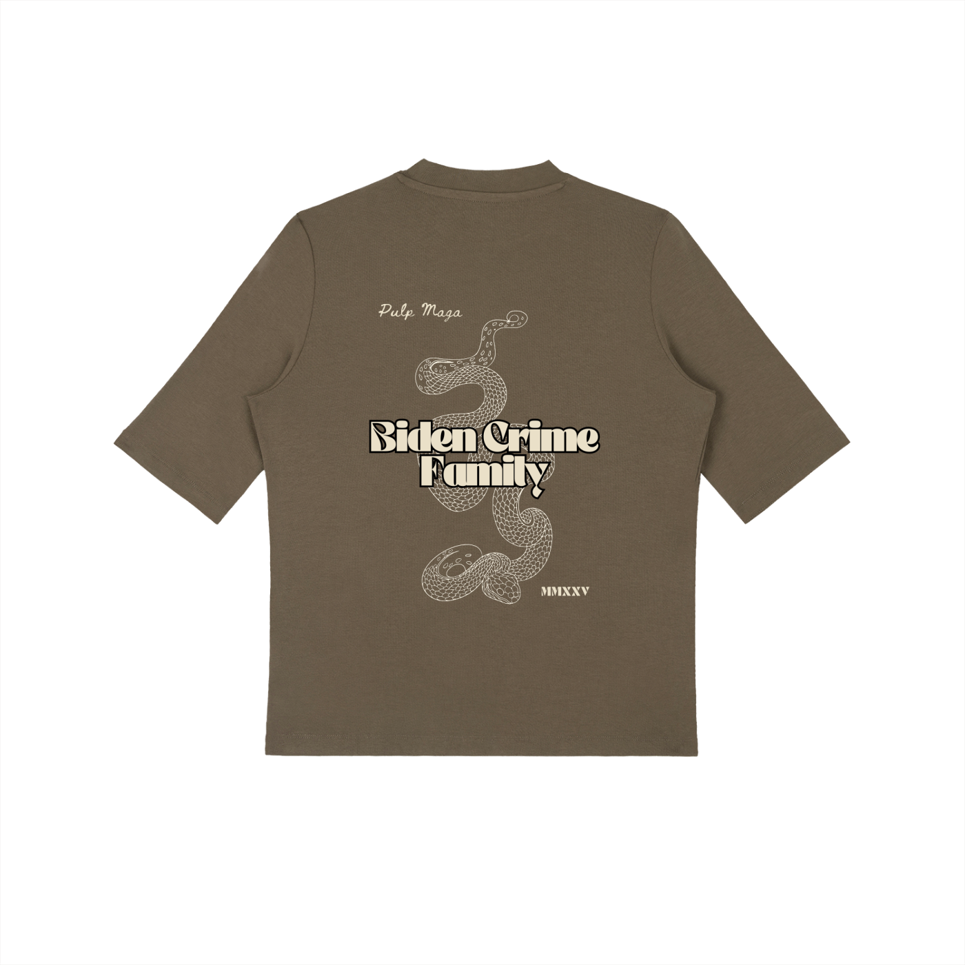 BIDEN CRIME FAMILY - CREAM INK - Essential Mock Neck Tee