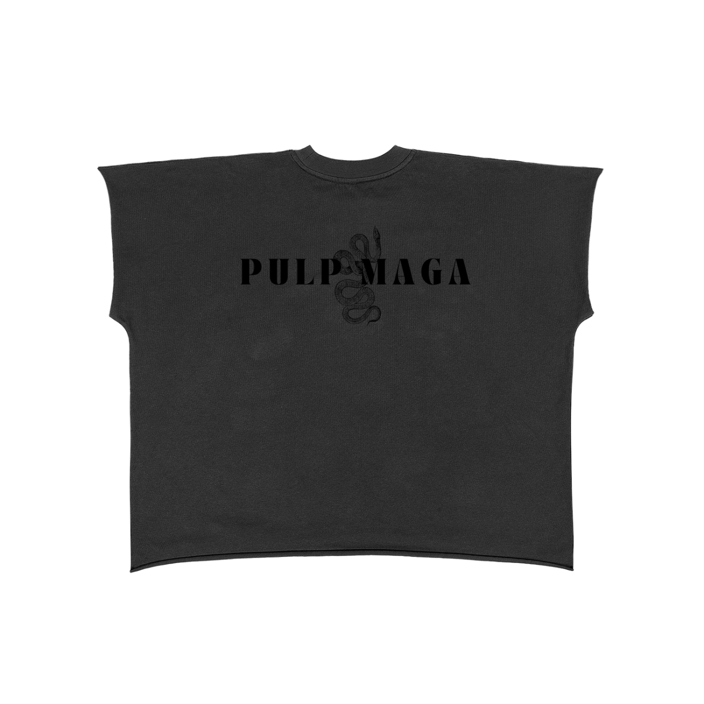 raw edge streetwear cut sculptural maga shirt with pulp maga graphic logo