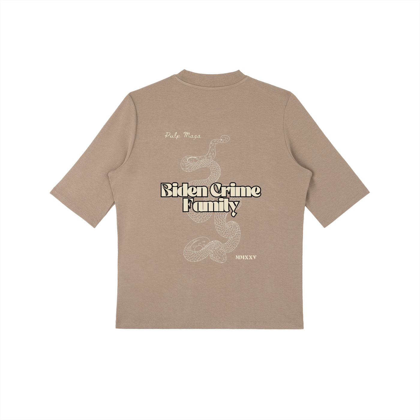 BIDEN CRIME FAMILY - CREAM INK - Essential Mock Neck Tee