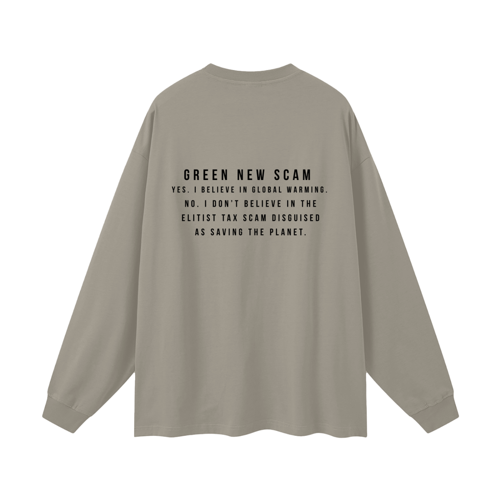 GREEN NEW SCAM - Oversized Streetwear Long Sleeve Tee