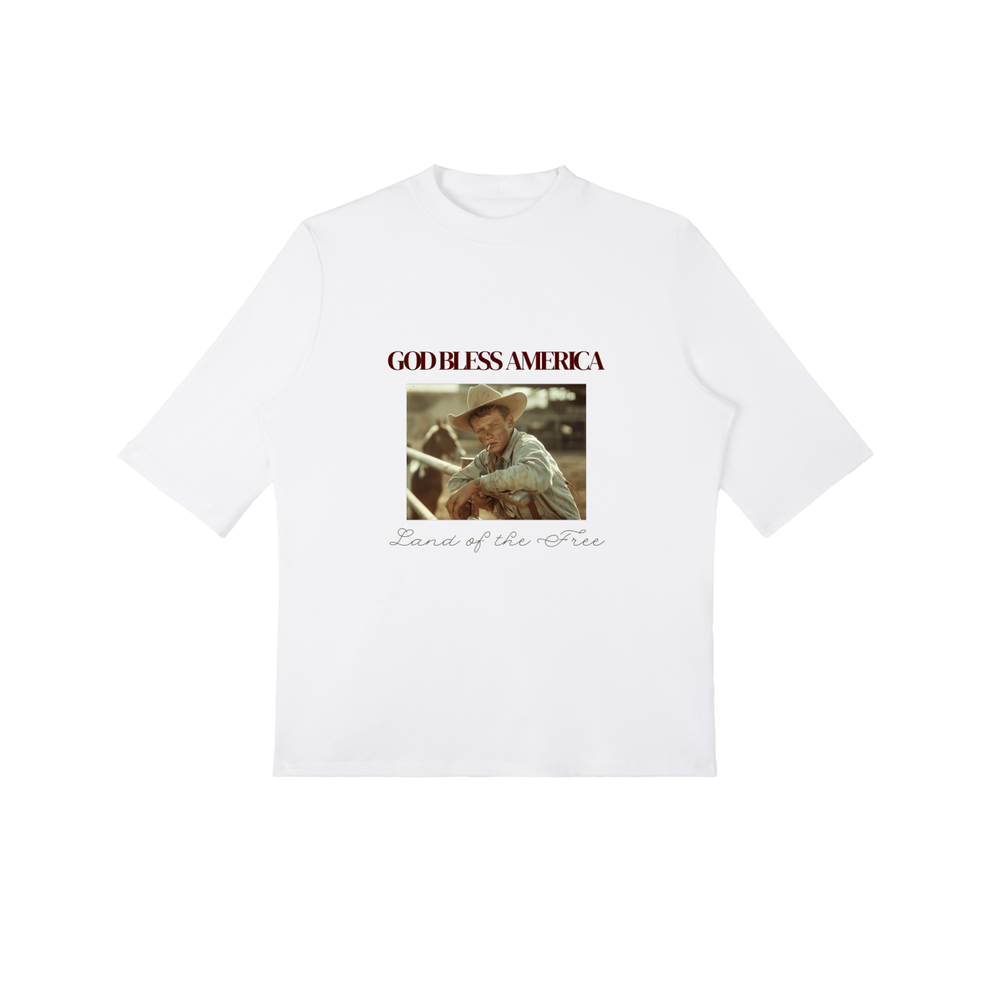 GOD BLESS AMERICA - Essential Mock Neck Tee