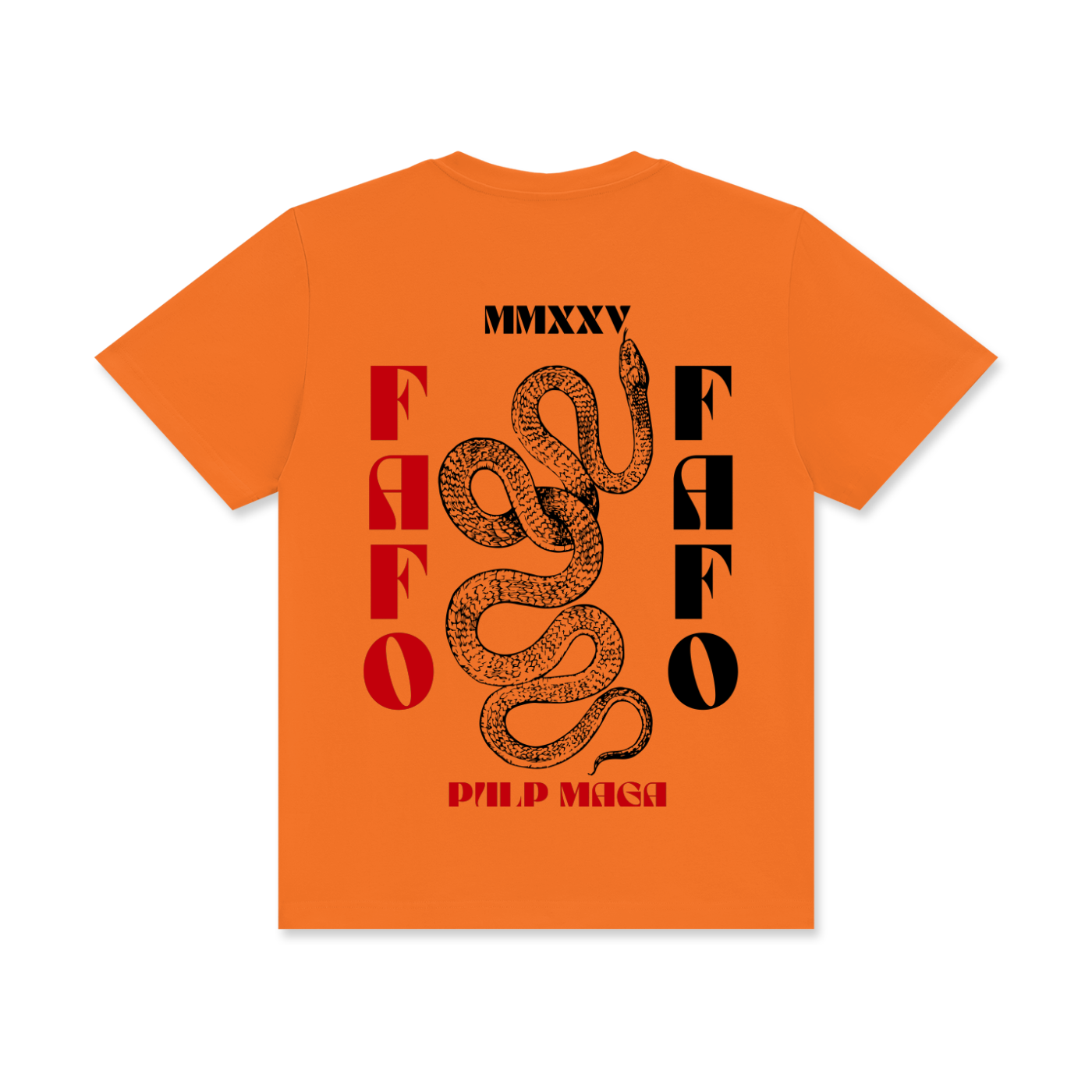 fuck around and find out streetwear text on orange maga tee