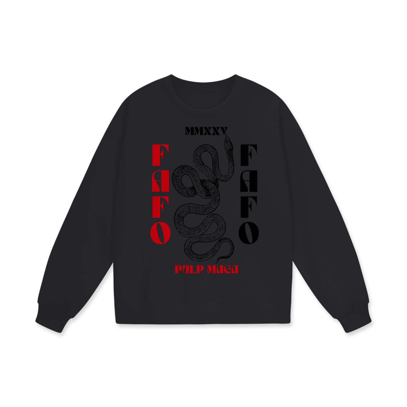 overszied black sweatshirt with fuck around and find out graphic print