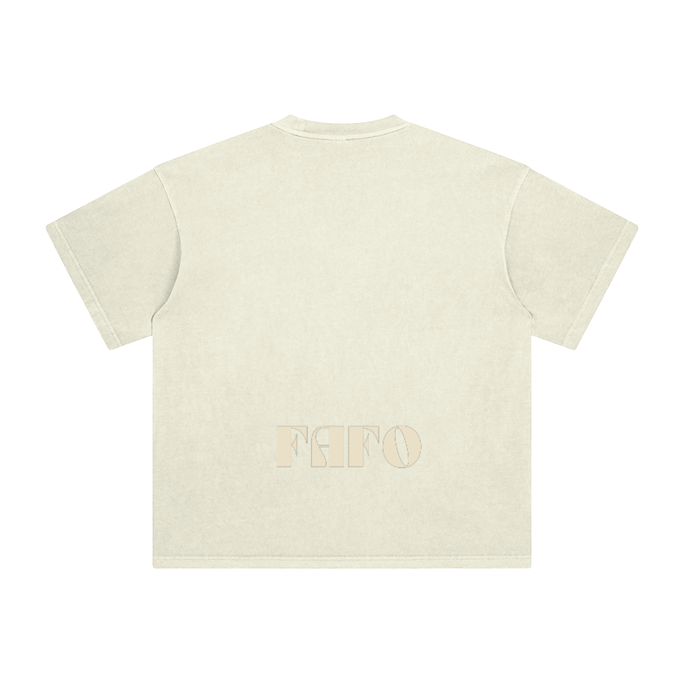 fafo text on beige vintage washed streetwear t-shirt by pulp maga