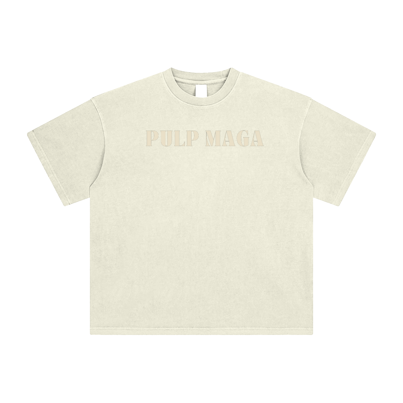aesthetic modern republican shirt with pulp maga text in cream