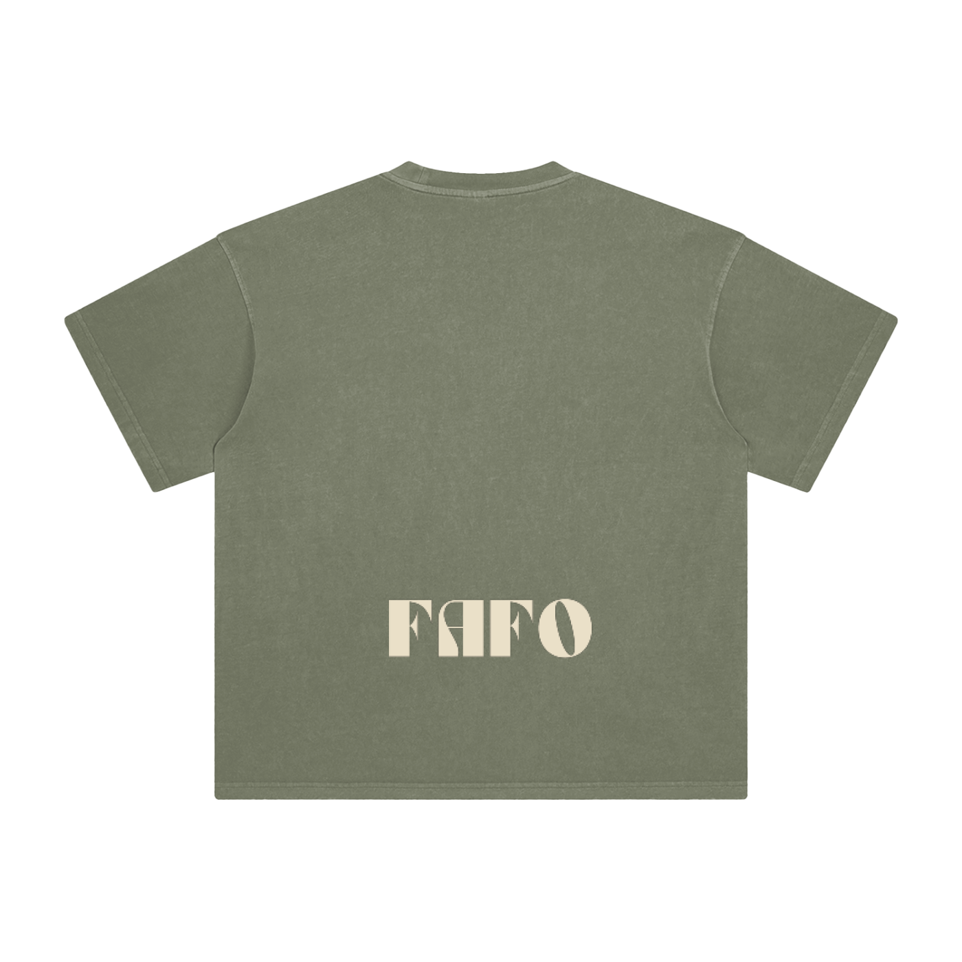 modernist style green shirt with 'fafo' political slogan on back for gen-z