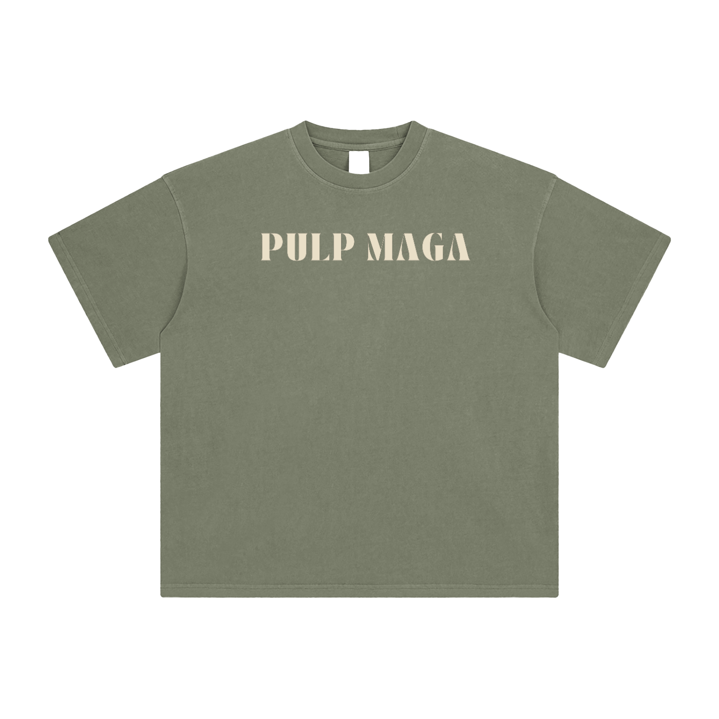 fear of god aesthetic political t-shirt with maga 'pulp maga' text on front