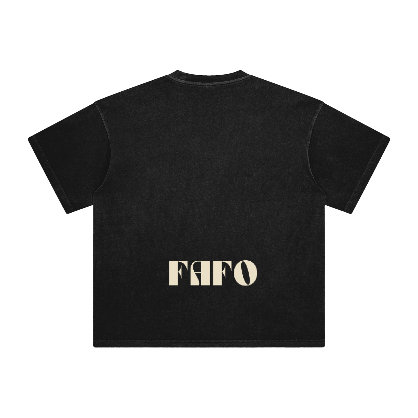 black enzyme washed minimal t-shirt with fafo text in retro modernist font