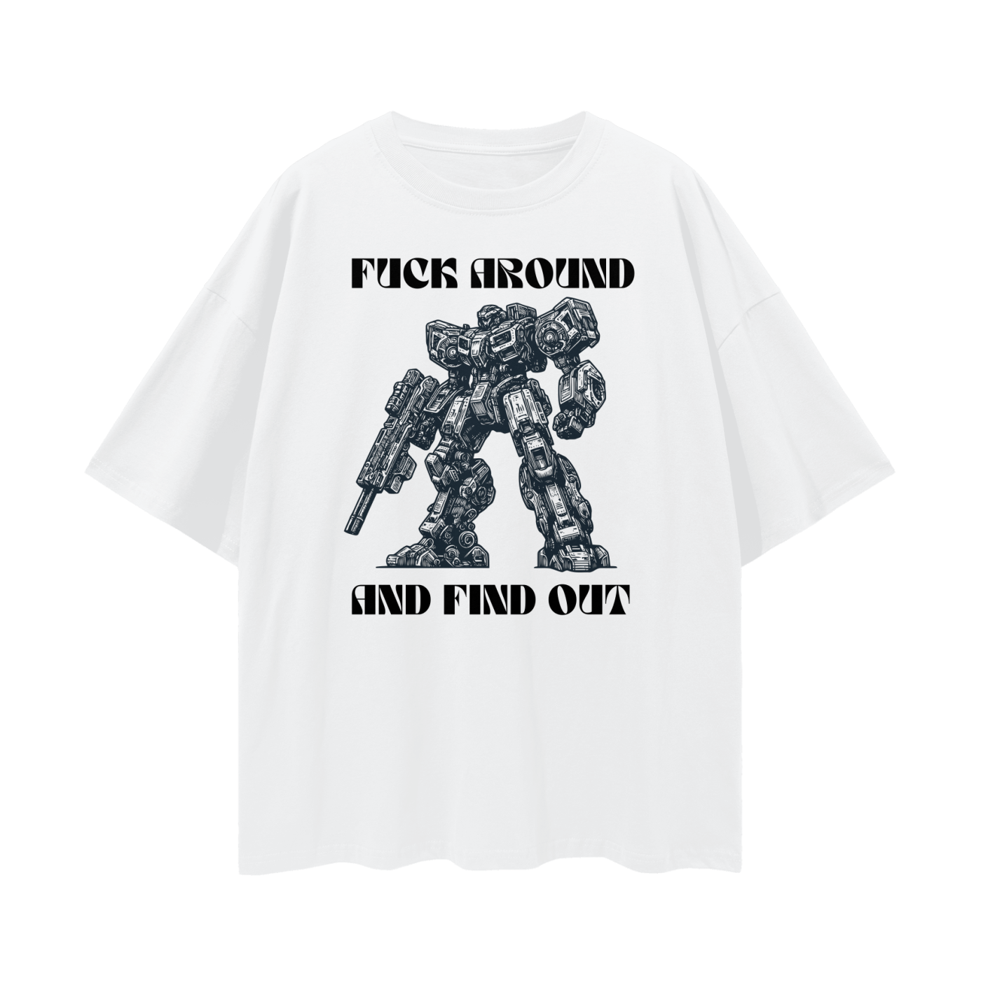 fafo transformer white baggy t-shirt with robot graphic