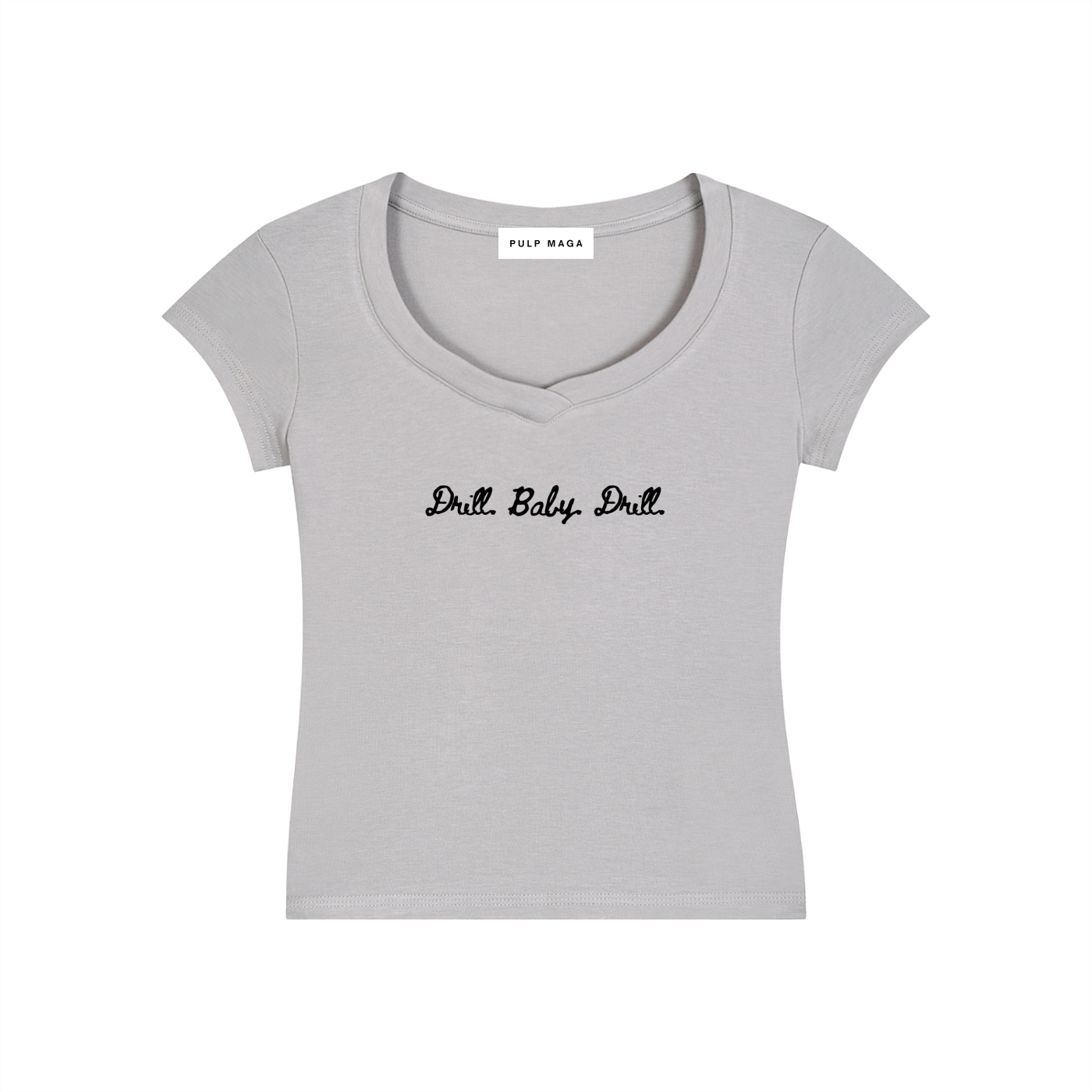 DRILL BABY DRILL - V-Neck Bodycon Baby Tee