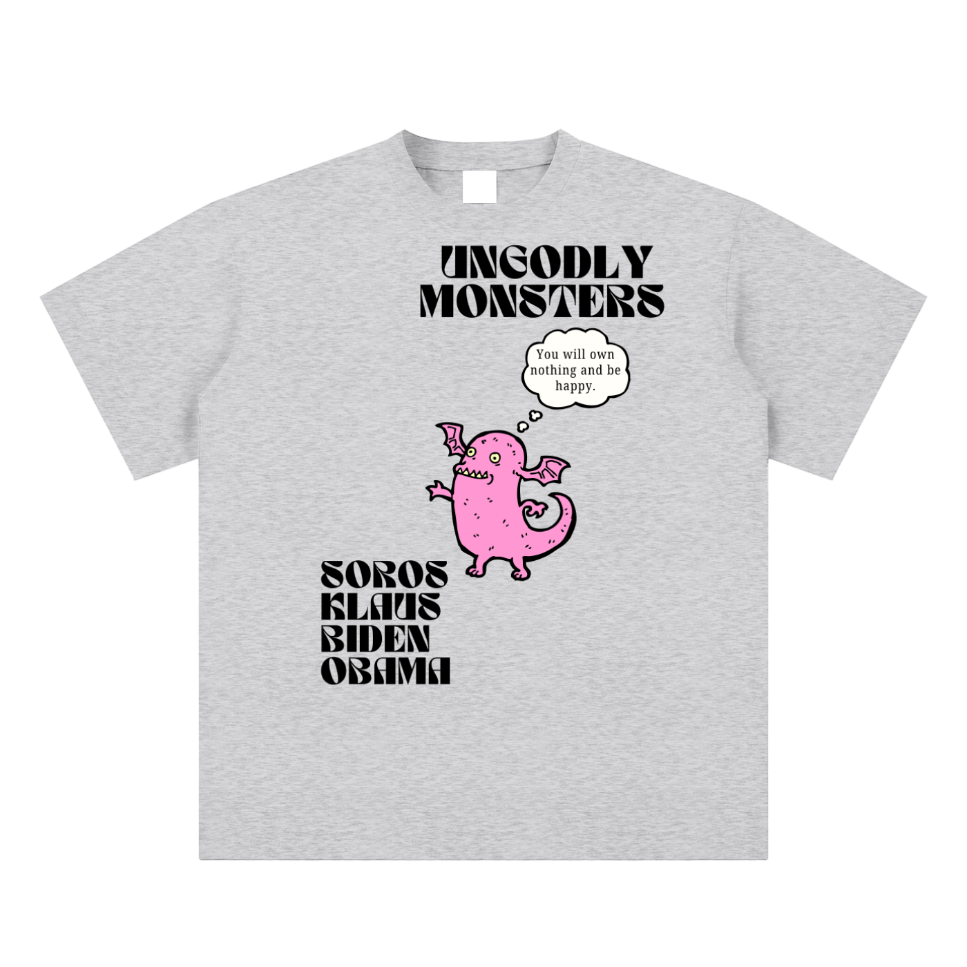 Flower gray tee with pink monster print & elite callout
