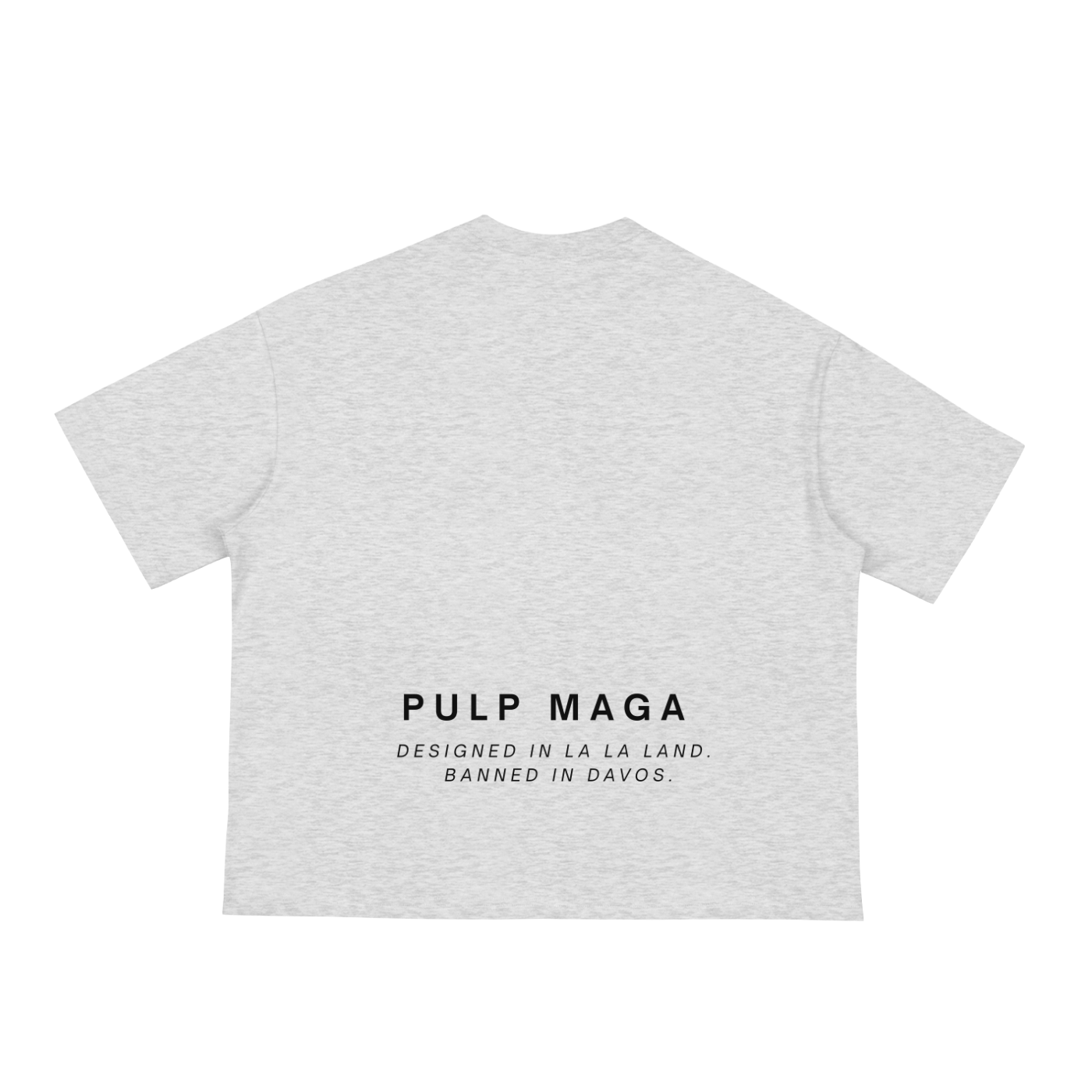 designed in los angeles banned in davos signature flower gray back of t-shirt