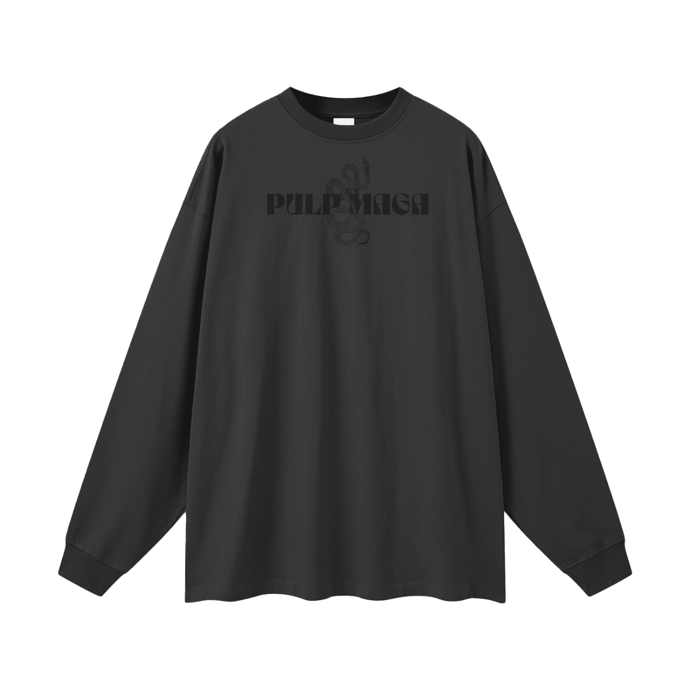 carbon gray long sleeve maga streetwear tee with black logo
